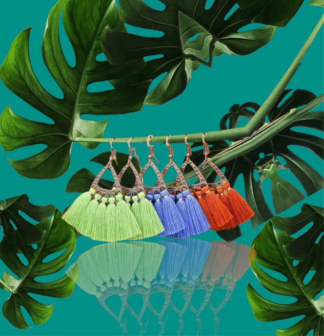 Fan Shaped Tassel Earrings